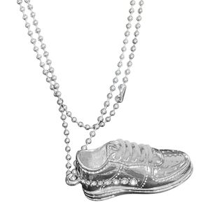 Vintage Silver Sneaker Pendant Necklace Heavy Statement Chain RR 577